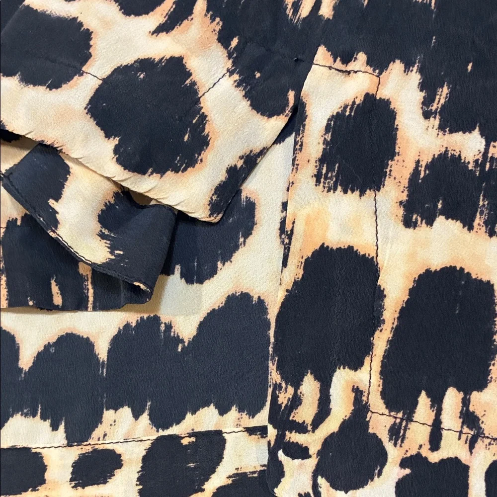 Maeve Black & Tan Animal Print Blouse, Size Medium - Picture 7 of 8